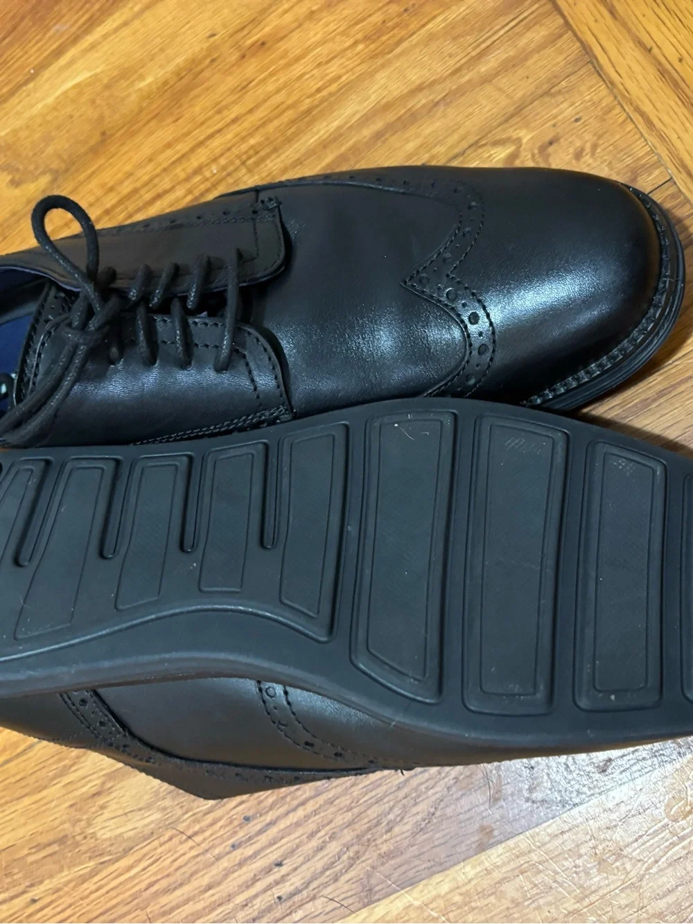 Cole Haan Black Leather Wingtip Oxford Derby Shoes